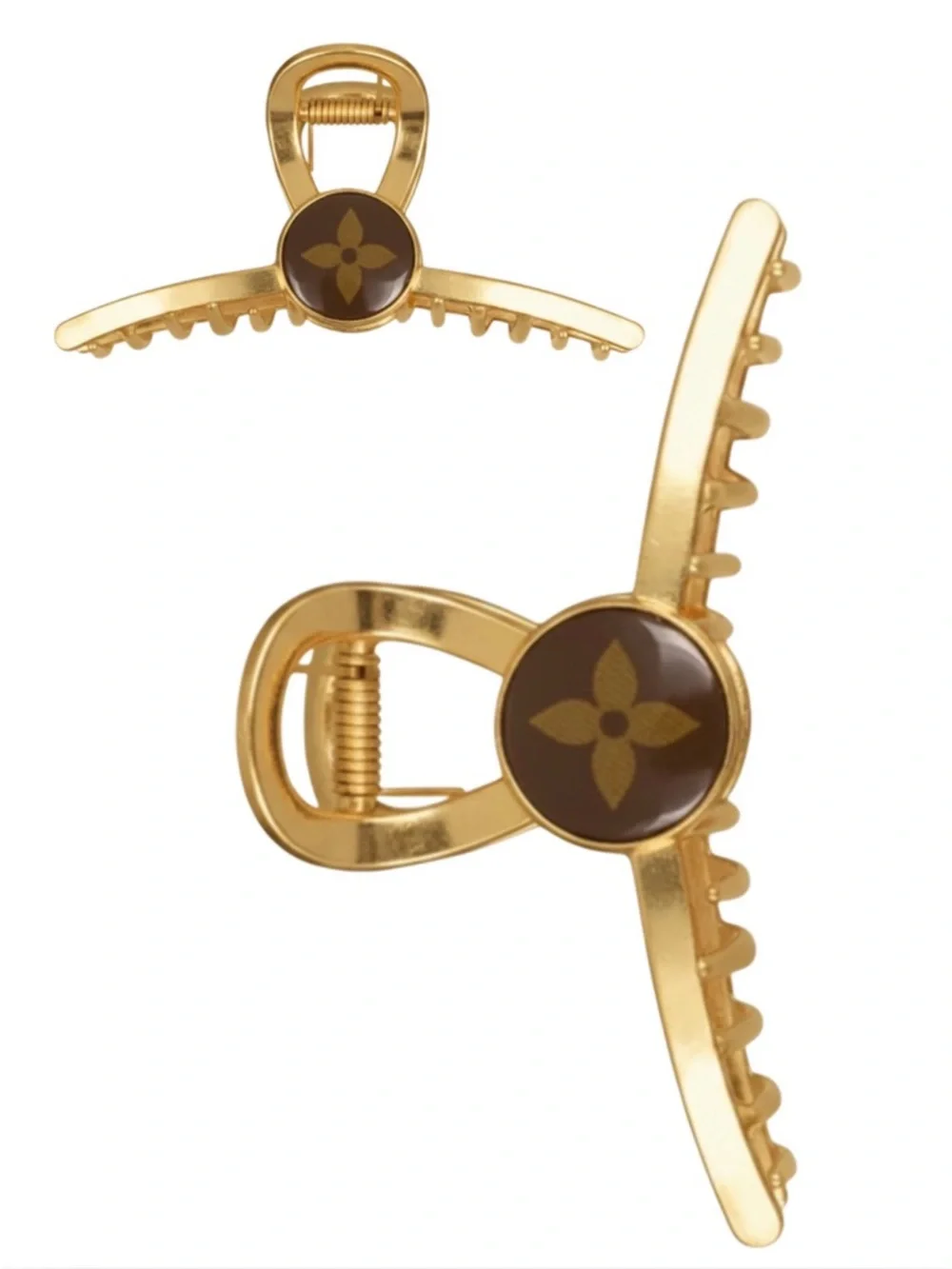 A-1DC-42: LOUIS VUITTON Monogram Upcycled Rose Gold Claw Clip in Resin,COA. NWOT